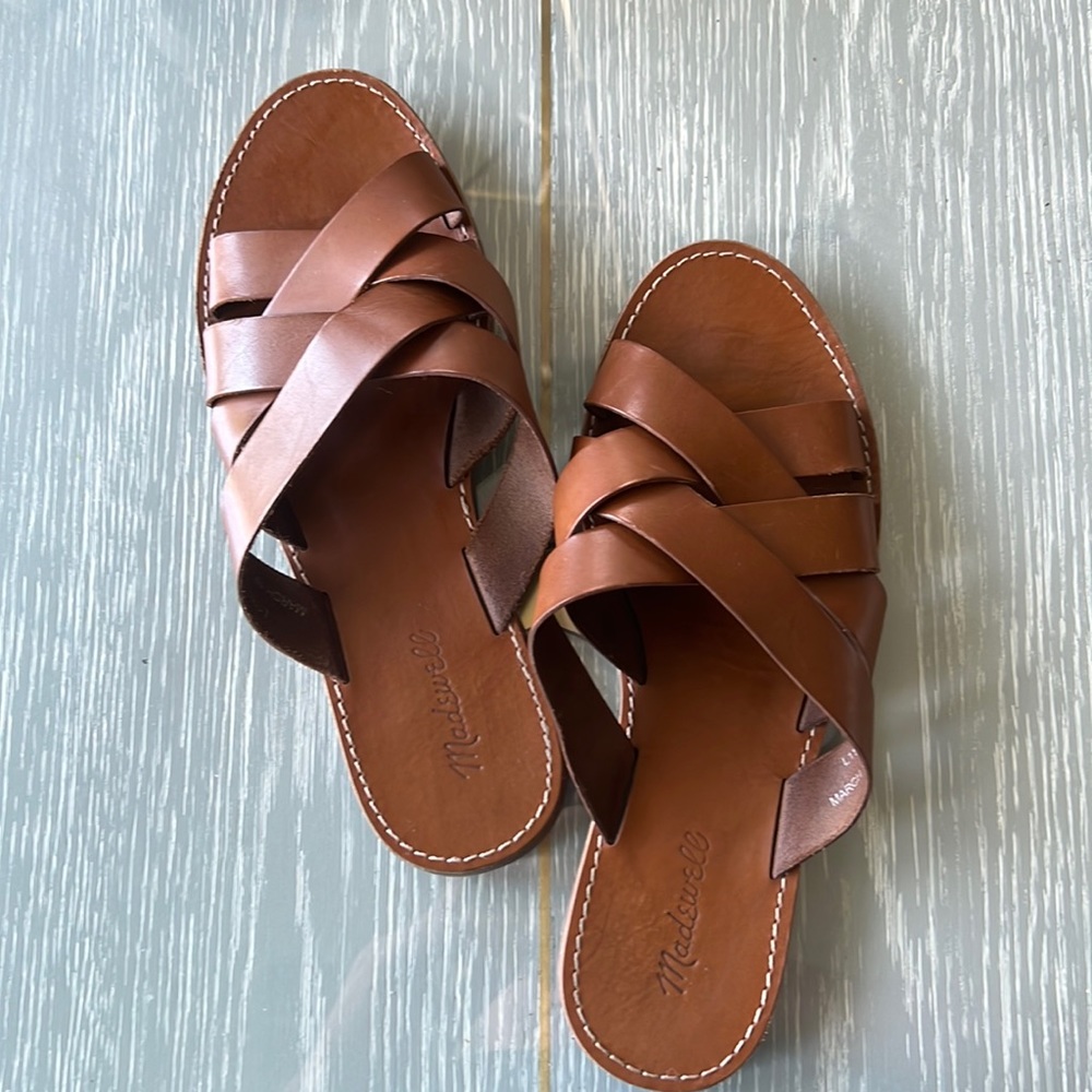 Madewell Tan Boardwalk Woven Slide Sz 11